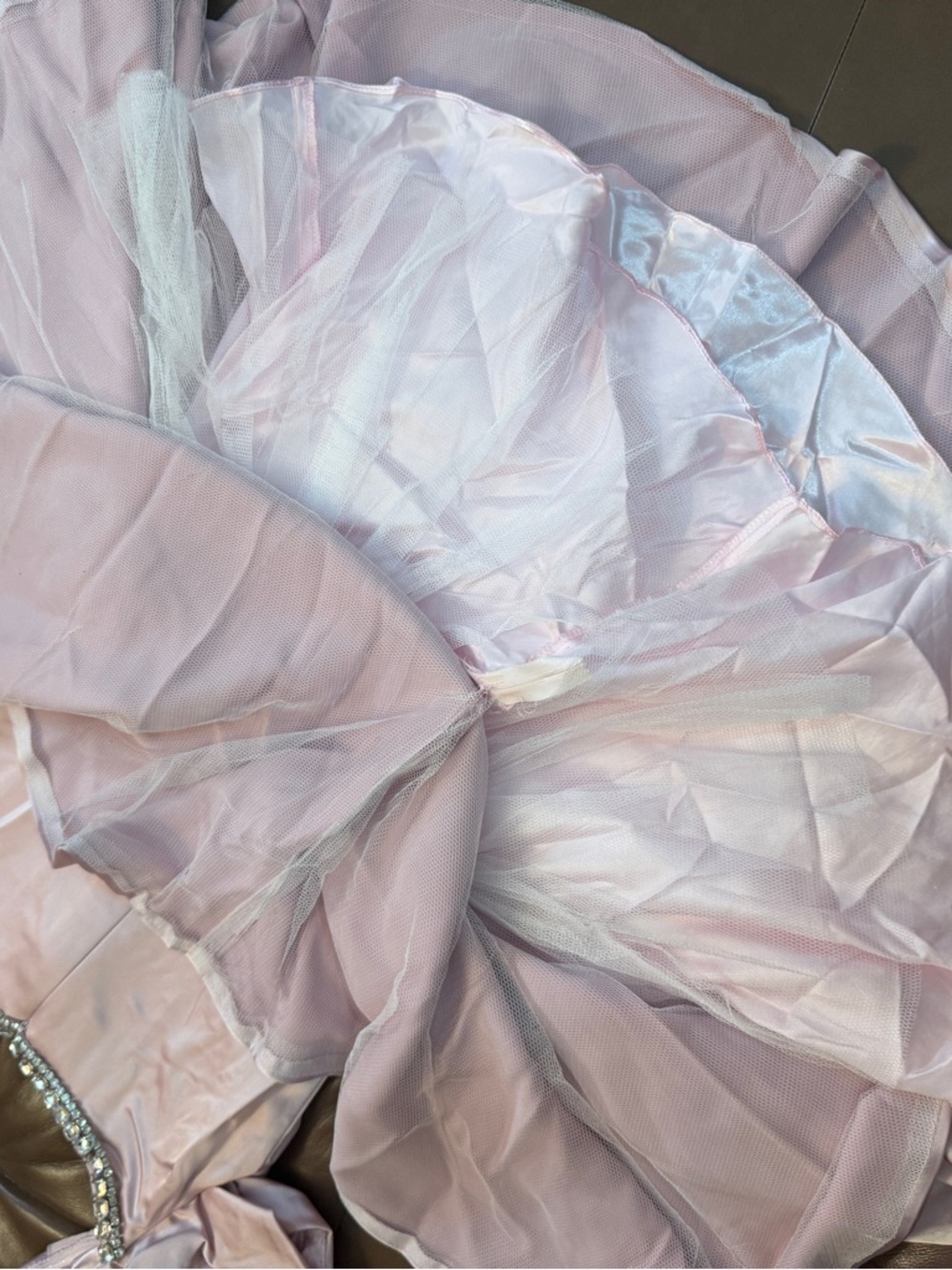 Mac Duggal Light Pink Satin Strapless Dress with Crystal Embellishment - Picture 8 of 9